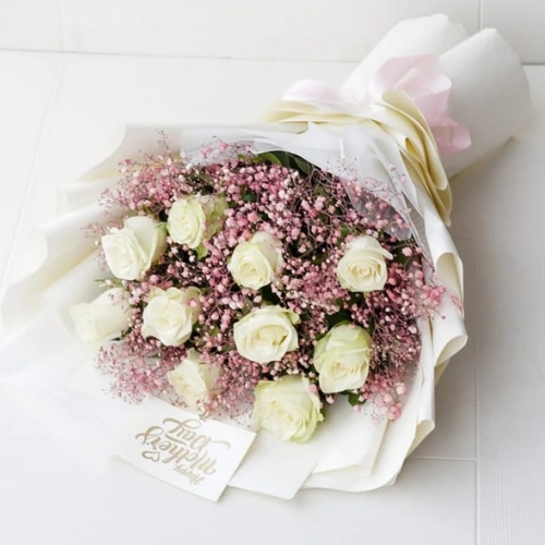 Delicate White Flowers with Pink Touch