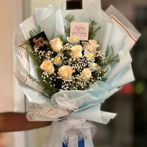Elegant White Roses with Choco