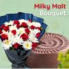 Milky Malt Cake with Red & White Blooms